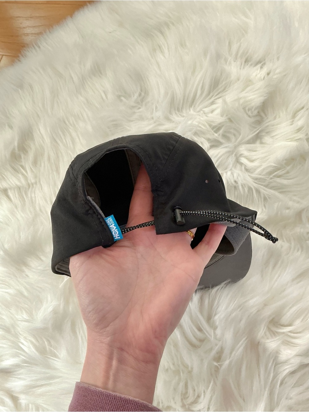 Hoka One One Performance Adjustable Running Black Cap with White Logo - Picture 3 of 5